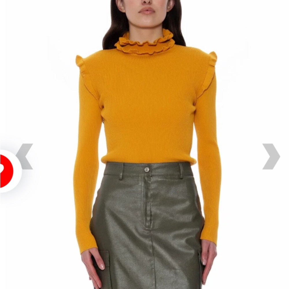 Gracia Elegant Yellow Ruffled Top size small